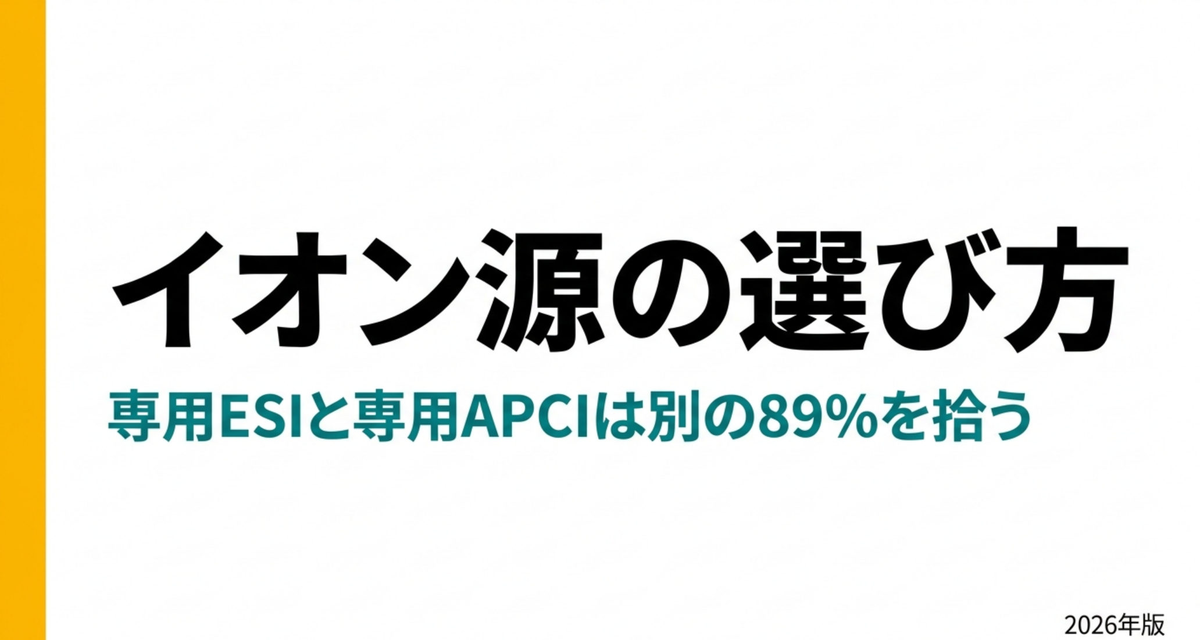イオン源の選び方 ― 専用ESIと専用APCIは「別の89%」を拾う【2026年版】